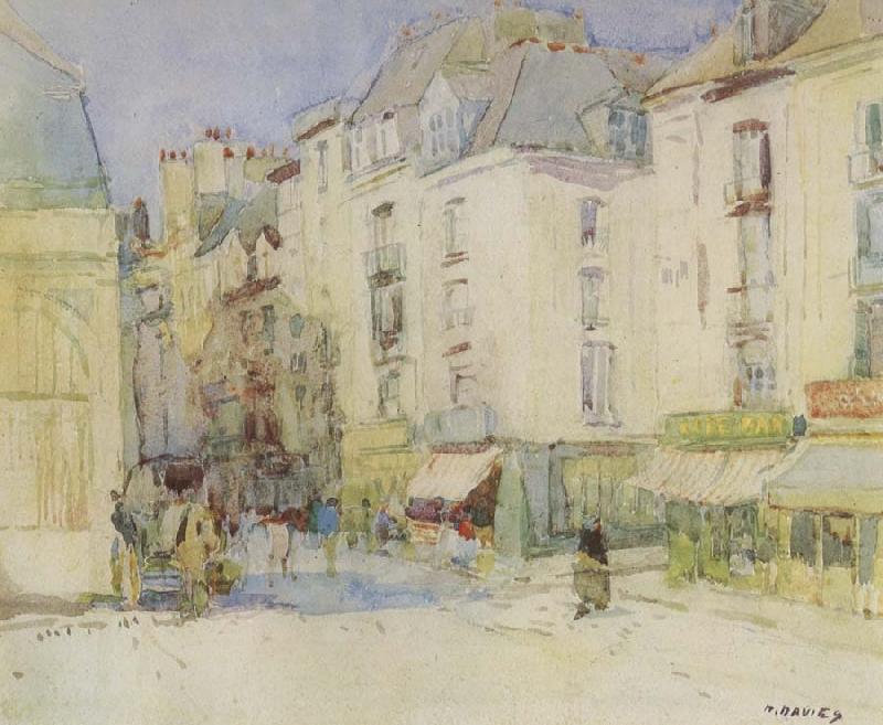 David Davies Street scene,Dieppe oil painting picture